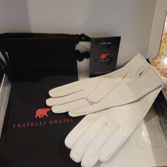 White leather gloves size 7.5 Fratelli Orsini - Picture 5 of 5